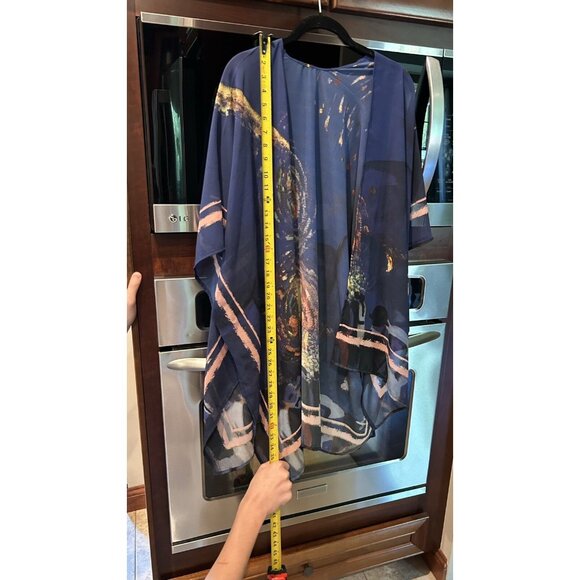 Derek Heart Long Tunic Dark Blue Sweater & Sheer Shawl ~ Size Small/ Medium - Picture 7 of 8